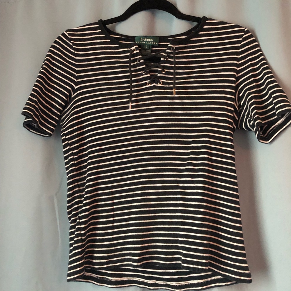 Ralph Lauren lace up striped shirt